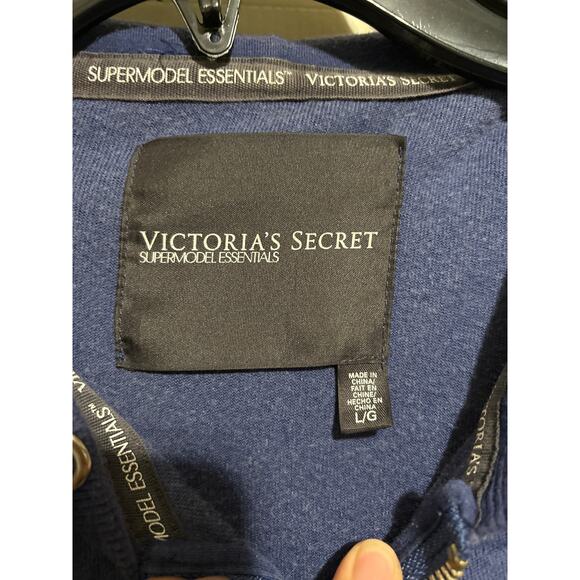Victoria's Secret Supermodel Essential Blue Velour Velvet Zip Angel Sweater L - Picture 3 of 4